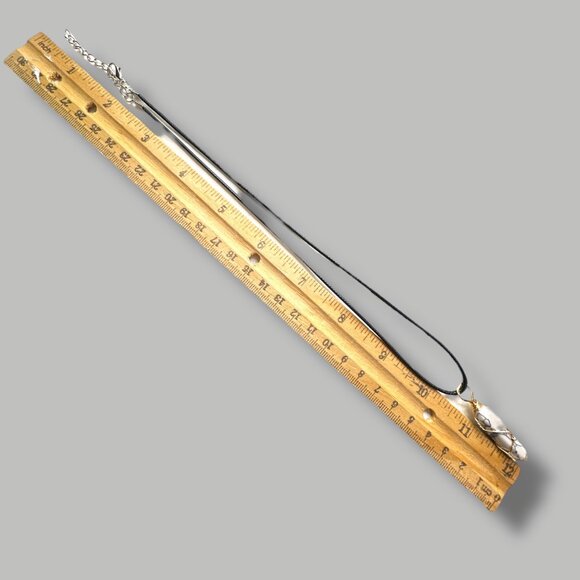 Wire-Wrapped Howlite Pendant Necklace On Black Cord With Adjustable Chain - Picture 5 of 6